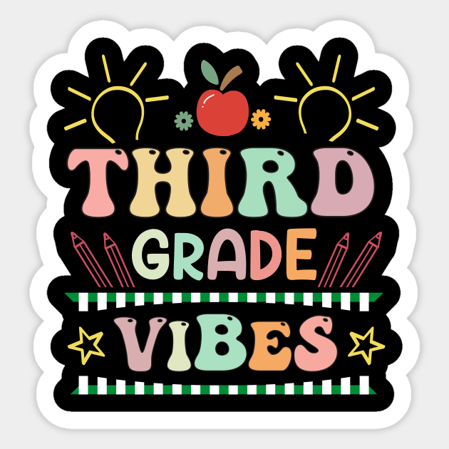 Third Grade Vibes 3rd Grade Retro Back To School Sticker by sufian
